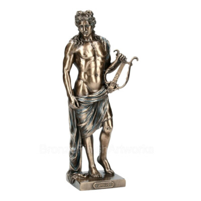 Apollo Phoebus Gott mit Leier Mythologie griechisch römisch Statue Kaltguss Bronze 25 cm