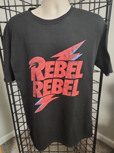 Large New David Bowie Rebel Rebel 1974 Throwback Classic Mens T-Shirt - Afbeelding 1 van 5