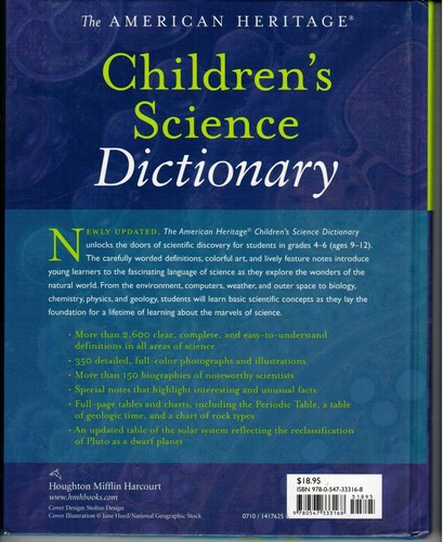 The American Heritage Children's Science Dictionary - HC - EXC Pre-Own - Picture 2 of 2