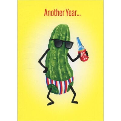 Pickle Dude Masculine A-Press Humorous  Funny Birthday Card for Him  Man