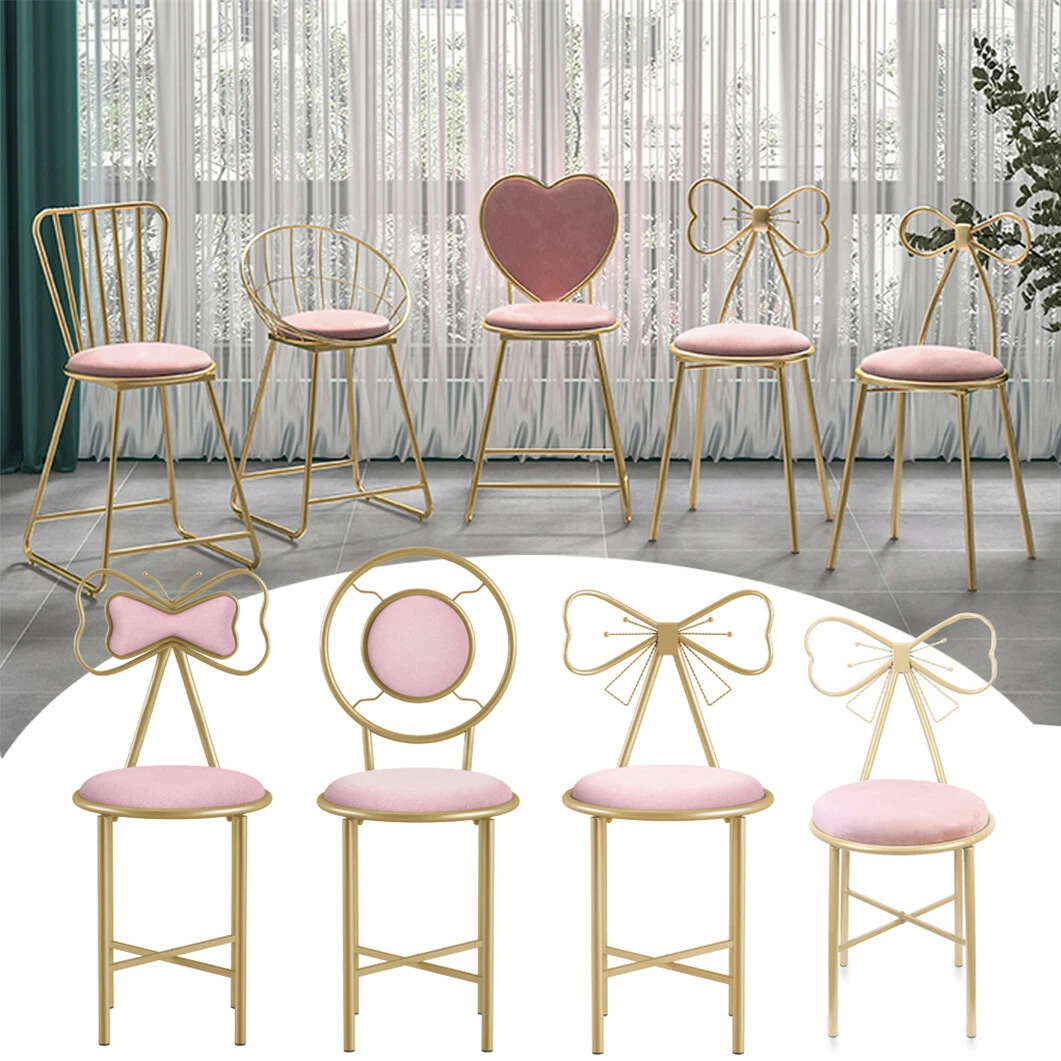 4 Size Velvet Cute Princess Upholstered Chairs Vanity Seats for