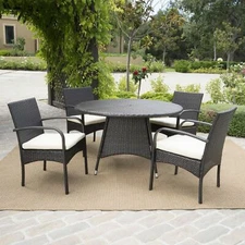 Carmela Outdoor 5pc Multibrown Wicker Dining Set