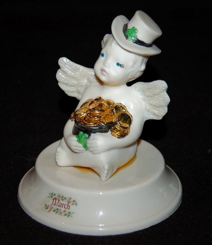 VINTAGE Ceramic Cherub Angel March by Carole Noble RARE ESTATE FIND!