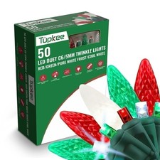 Christmas LED Duet C6/5mm Twinkle Lights Red/Green/White, 8 of 50 Lights Twinkle
