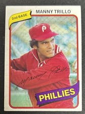 1980 Topps Manny Trillo Baseball Card #90 Phillies 2B Poor Creased O/C