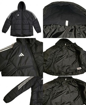NEW Adidas Essentials 3-Stripes Insulated Hooded Hybrid Jacket Black Men's XL