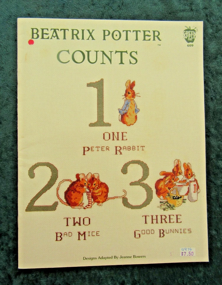 LOT 5 BEATRIX POTTER/PETER RABBIT CROSS STITCH PATTERN BOOKLETS -GREEN APPLE CO. - Image 2 of 4