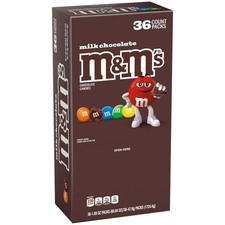 M M'S Milk Chocolate Candy, Full Size 1.69 oz Bag, Pack of 36