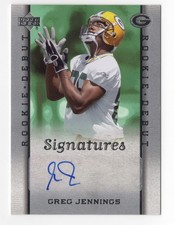 Greg Jennings 2006 Upper Deck Rookie Debut Signatures Autograph Card Auto #226. rookie card picture