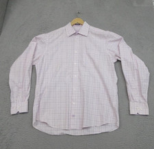 Bugatchi Uomo Shirt Mens Large Purple Check Classic Fit Cotton Long Sleeve