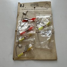 Vintage Lot Of 6 RJ Diamondback Walleye Lures On Original Card Package(Tore) NOS