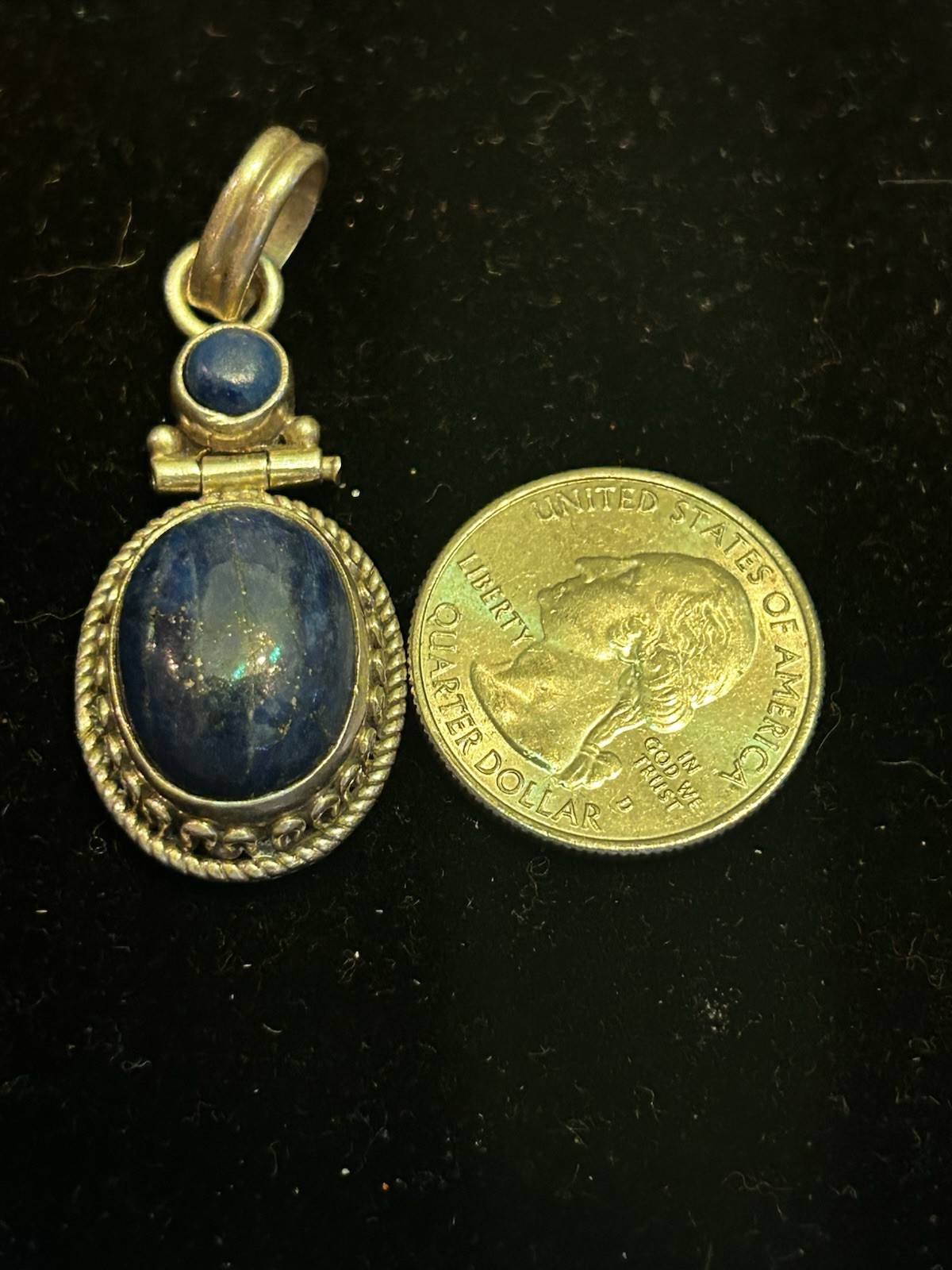 Solid Sterling Silver And Blue Lapis Pendant - image 1