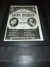 Don Pablo And His Orchestra Lynn Burns Rare Original 1946 Promo Ad Framed