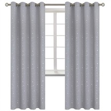 BGment Light Grey Star Blackout Curtains for Kid's Bedroom - Grommet Thermal ...