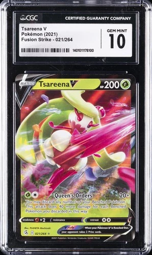 2021 POKEMON FUSION STRIKE #021/264 TSAREENA V CGC 10 GEM MINT