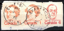 S.O.N. FRAGMENT-NICE POSTMARK: EVANSBURG, ALBERTA CARICATURE DEFINITIVES 1974-76