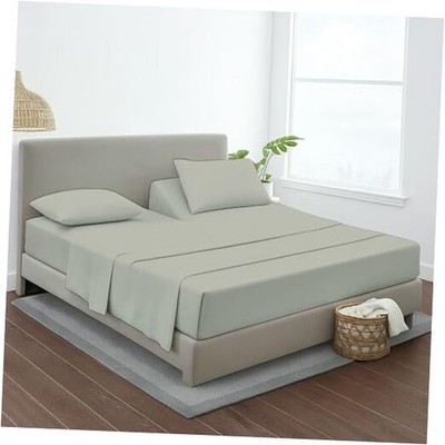  4 Pcs Top Split King Sheet Sets for Adjustable 34'' Top Split King Light Grey