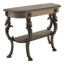 Linon Gypsy Wood Console Table with Cast Iron Legs in Pewter