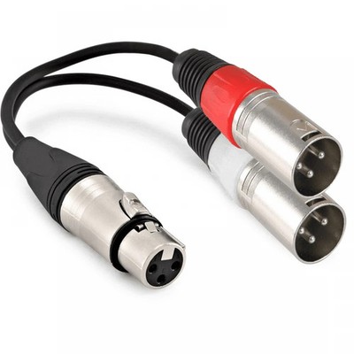 Buchse auf Doppelstecker XLR Splitter Kabel Adapter 30cm Kabel