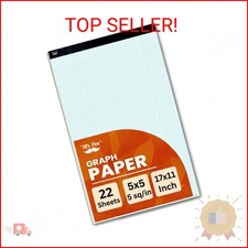 Pen- Graph Paper Pad 17"x11", 5x5 Quad-Ruled Graph Paper, 5 Squares per Inch, Gr