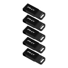 PNY Elite Black Type-C 64GB USB 3.2 Flash Drive, Durable Portable 5-Pack
