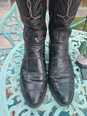 Panhandle Slim Mens Black Ostrich Leg Western Cowboy Boots Size 8.5 D NICE