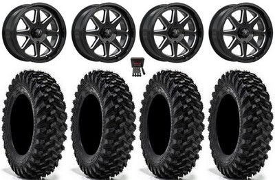 MSA Spark 15'' Wheels Gloss Blk/Milled 35'' Warrior XT Tires Yamaha YXZ (2019+)