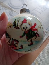 Vintage Corning Glass Mice Skating Christmas Ornament ~ Made in USA