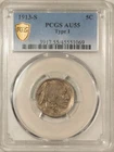 New Listing1913-S BUFFALO NICKEL, TYPE 1 - PCGS AU-55
