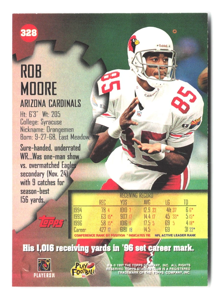 1997 Stadium Club #328 Rob Moore - Image 2 of 2