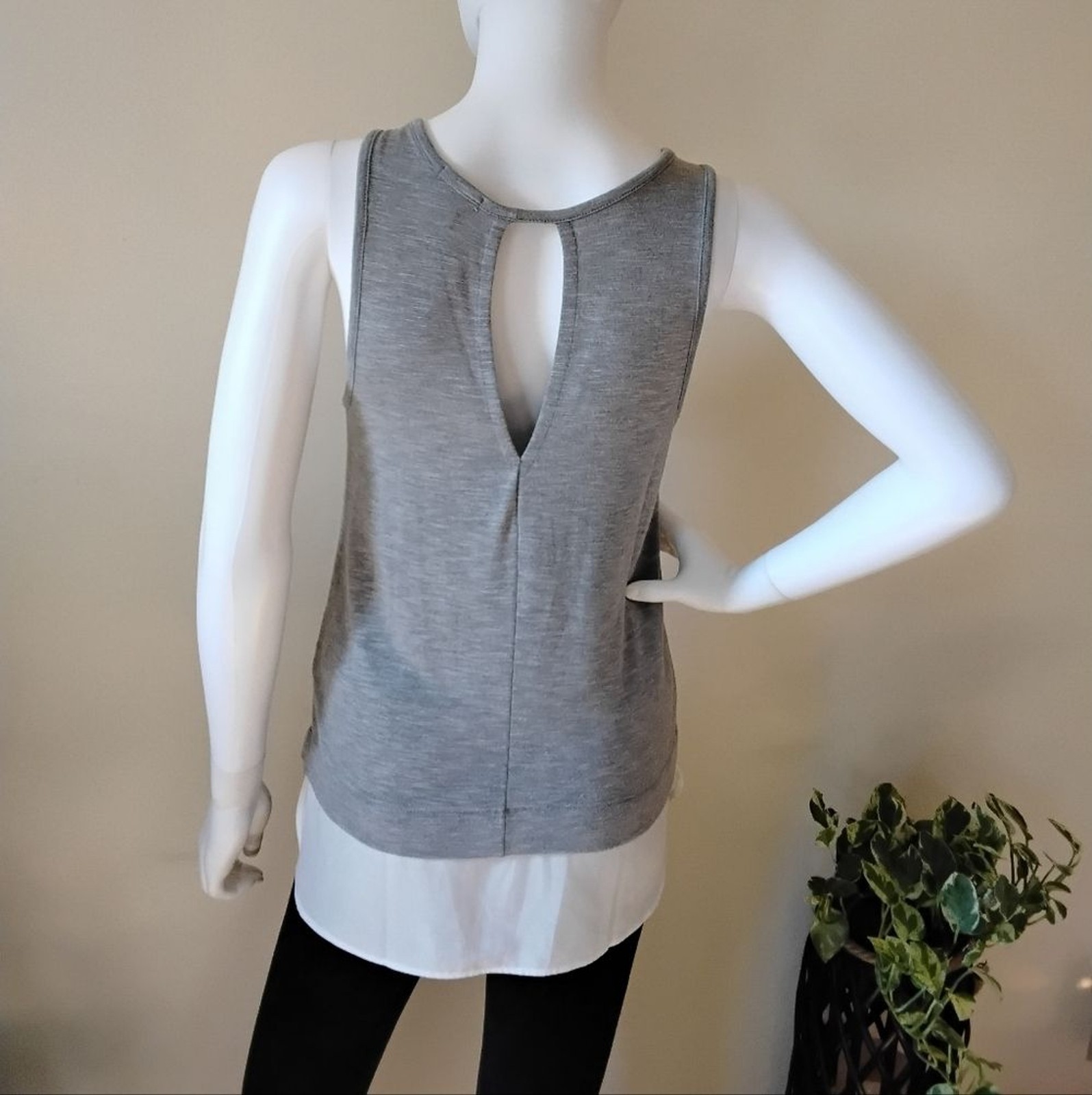 J.Crew Basic Soft Gray & White Layered Hem Keyhol… - image 2