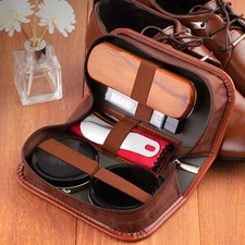 Leather Shoe Shine Kit Conditioning Travel with Zippered Bag Shoe Polish Kit