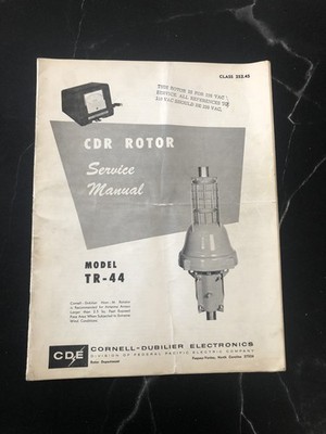 Cornell CDR Rotor Service Manual Model TR-44
