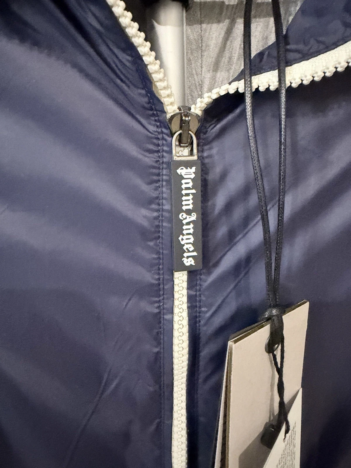 Palm Angels MED Curved Logo Windbreaker Jacket Navy Blue NWT π₯ $1181 - product detail image 5
