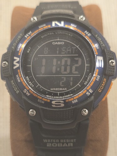 Casio Digital Compass Quartz Digital Backlight Compass Black Resin Strap 200m