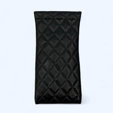Preppy/Quiet Luxury Black Quilted Leather  Magnetic Top Sunglasses Pouch