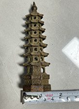 Japanese Collect Old Ancient bronze Exquisite Seven story pagoda