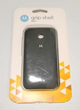 Cubierta de teléfono Motorola Moto E Grip Shell negra estilo antiguo caja abierta, nueva