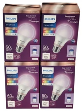 LOT OF 4 Philips Wiz Smart WiFi 60W Multi-Colored A19 LED Dimmable Bulb LB2