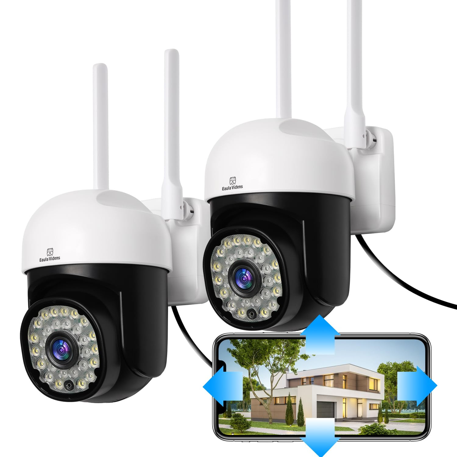1080P WiFi Security Camera 2 Pack Indoor Outdoor Wireless Surveillance 2.4G 5G Dual Band  