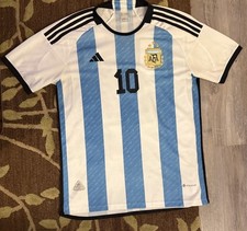 Adidas Men’s Size XL Messi FIFA 2022 Argentina Soccer Jersey Blue White Used