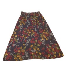 Vintage First Option Rayon Skirt Women  s Large Floral Print A-Line Midi USA Made