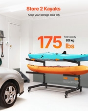 VEVOR Heavy Duty Kayak Storage Rack for 2 Kayaks - 175 lbs Capacity, Freestandin
