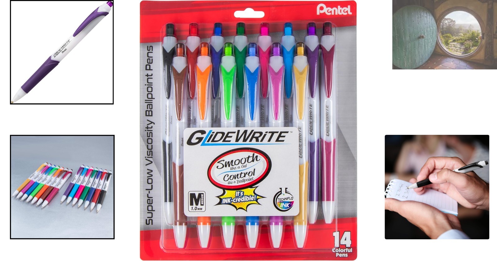 14-Pack GlideWrite Ballpoint Pens - Smooth 1.0mm Medium Lines in Assorted Colors