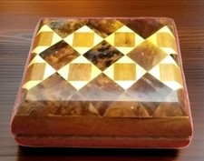 Vintage Schmuckschatule mit Intasien Holz Schmuckstück 10 × 8,2 × 5,5 cm 