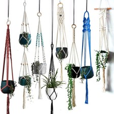 8Packs Bohemian Macrame Plant Hanger kit, Boho Indoor Window Pot Hanger with ...