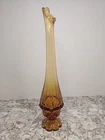 MCM 14" Fenton Valencia Amber Swung Glass Vase Pedal Vase Vintage
