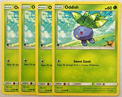 POKEMON 4X ODDISH 2/236 COSMIC ECLIPSE COMMON NEAR MINT-PLAYSET