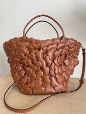 VALENTINO GARAVANI ATELIER ROSE EDITION TOTE/SHOULDER BAG in TAN LEATHER