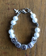 Sterling Silver Christening Baptismal Baby  s Name  Sadie  Bracelet 4  